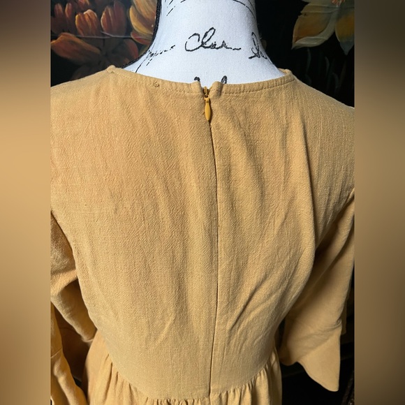 Ces Femme Tan Pleated dress with Bell Sleeves - Picture 8 of 10